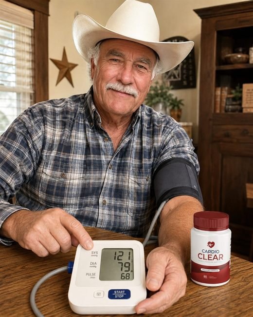 CardioClear customer checking blood pressure at home